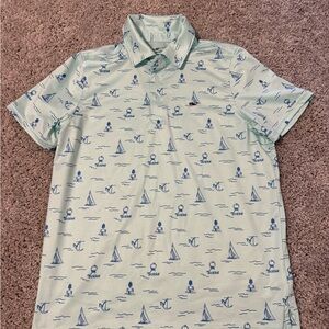 Vineyard Vines Green and Blue Polo Shirt Nautical Design